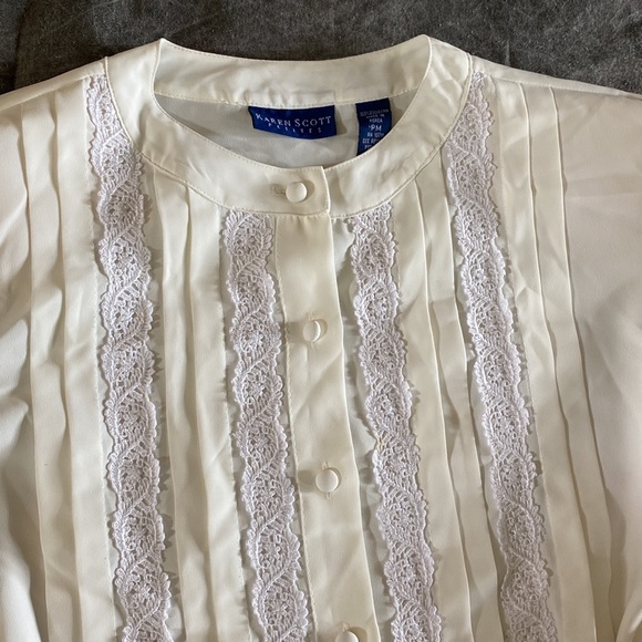 Vintage 80’s Kendra Scott cream blouse feminine bohemian cottagecore - Picture 6 of 9